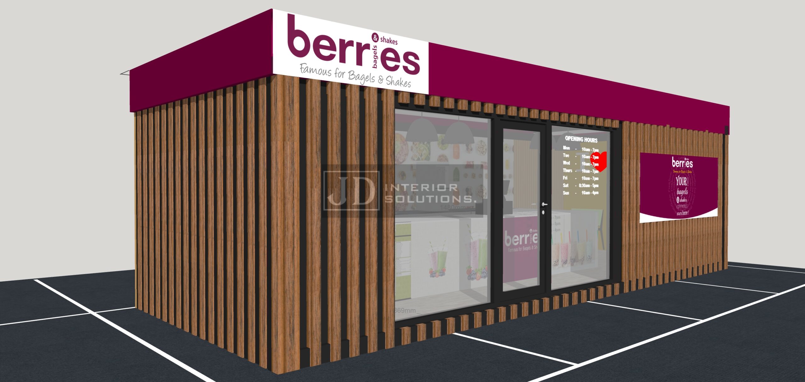 Berries Bagels & Shakes 9m x 3.4m POD Retail Shop Pods