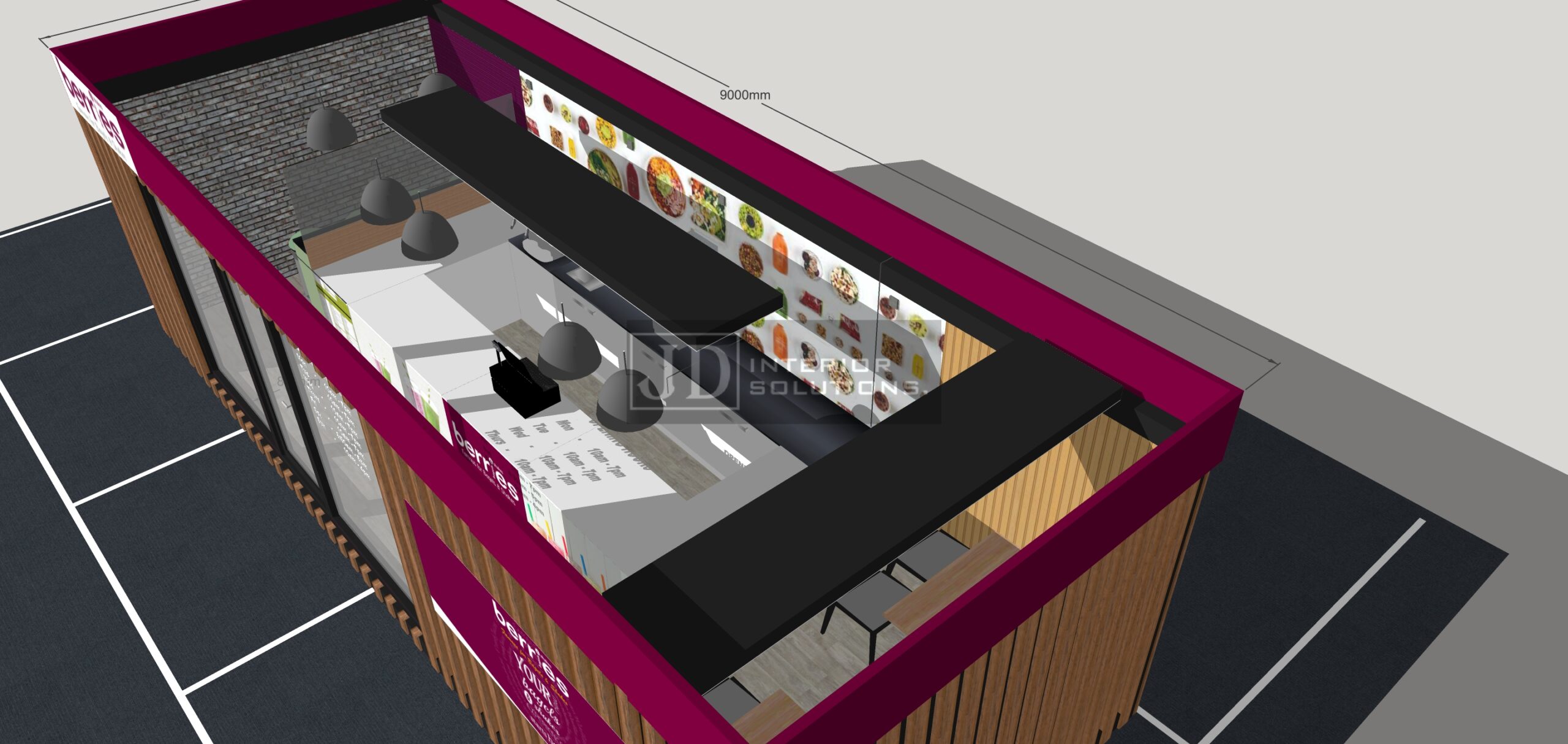 Berries Bagels & Shakes NEW 9m x 3.4m POD0 Retail Shop Pods