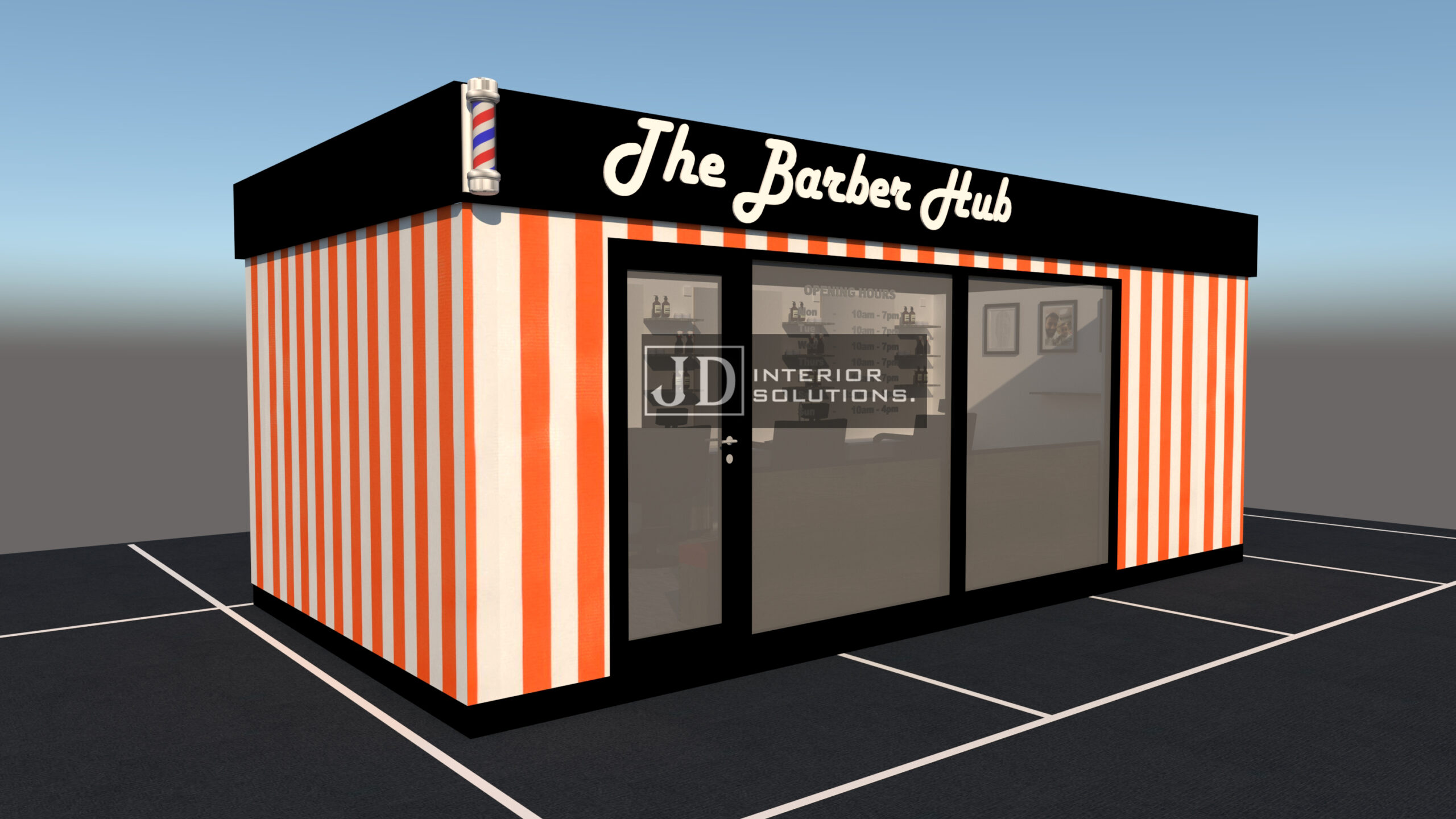 The Barber Hub 6.8m x 3.4m Retail Shop Pods