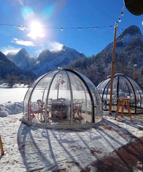 dinning domes outside snow